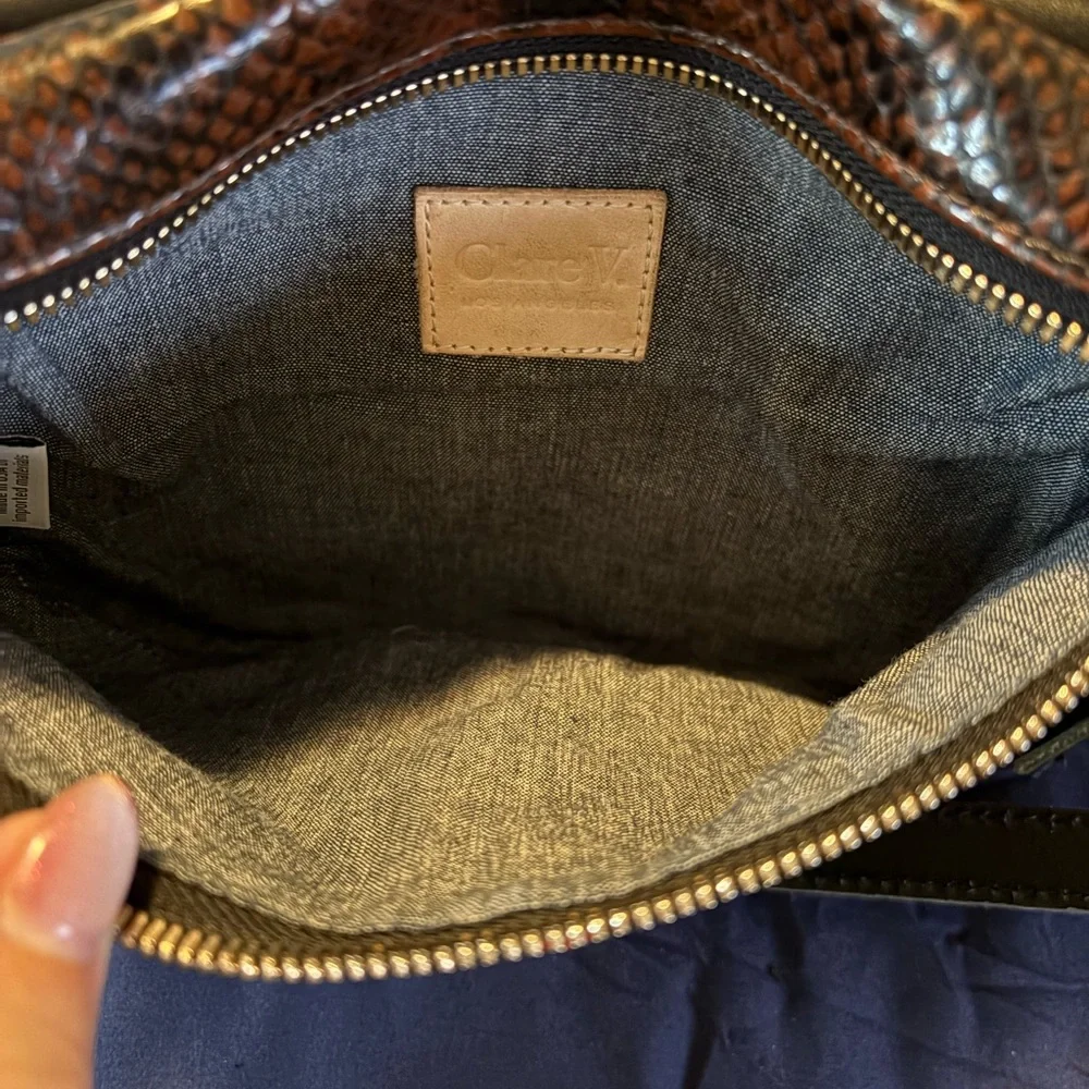 Clare V. Embossed Brown Snakeskin Leather Belt Bag - Picture 3 of 7